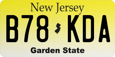 NJ license plate B78KDA