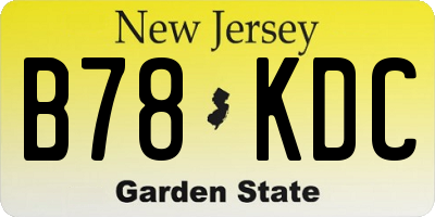 NJ license plate B78KDC