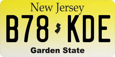 NJ license plate B78KDE