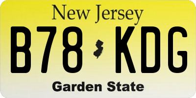 NJ license plate B78KDG