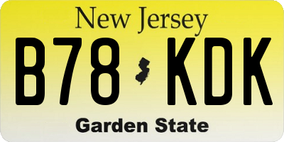 NJ license plate B78KDK