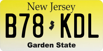 NJ license plate B78KDL