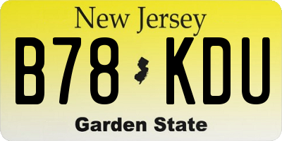 NJ license plate B78KDU