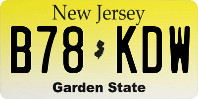 NJ license plate B78KDW