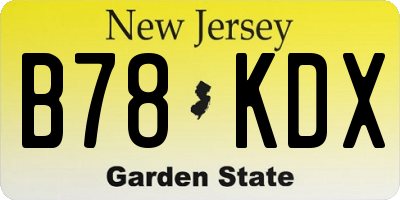 NJ license plate B78KDX