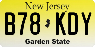 NJ license plate B78KDY