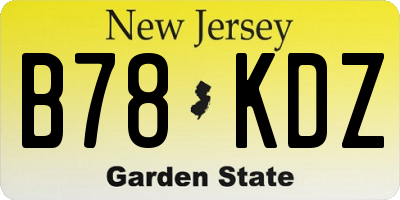 NJ license plate B78KDZ