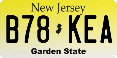 NJ license plate B78KEA