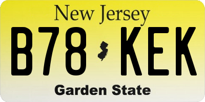 NJ license plate B78KEK