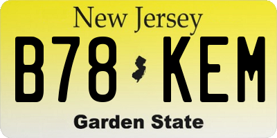 NJ license plate B78KEM