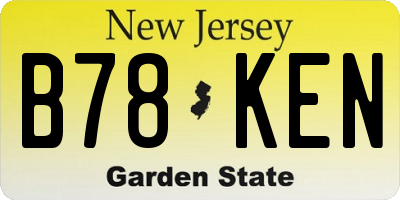 NJ license plate B78KEN