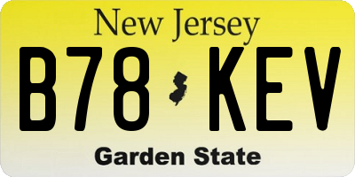 NJ license plate B78KEV