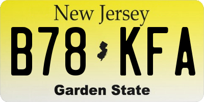 NJ license plate B78KFA