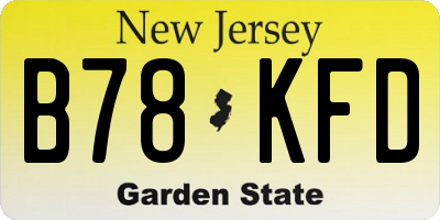 NJ license plate B78KFD