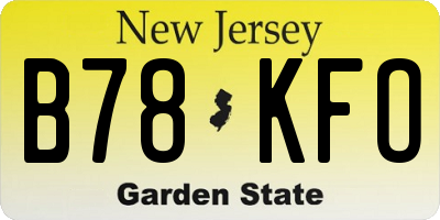 NJ license plate B78KFO