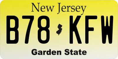 NJ license plate B78KFW