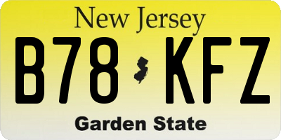 NJ license plate B78KFZ