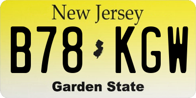NJ license plate B78KGW