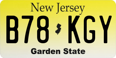 NJ license plate B78KGY