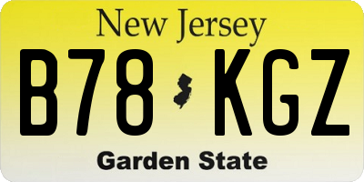 NJ license plate B78KGZ