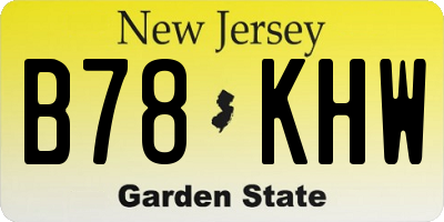 NJ license plate B78KHW