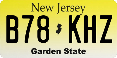 NJ license plate B78KHZ