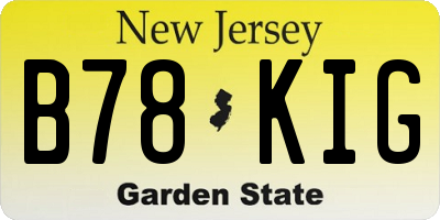 NJ license plate B78KIG