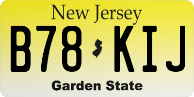 NJ license plate B78KIJ
