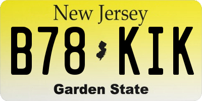 NJ license plate B78KIK