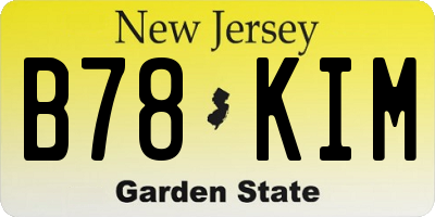 NJ license plate B78KIM