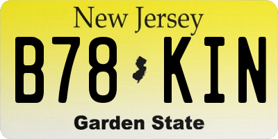 NJ license plate B78KIN