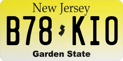 NJ license plate B78KIO