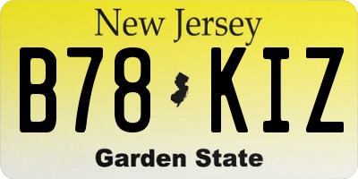 NJ license plate B78KIZ