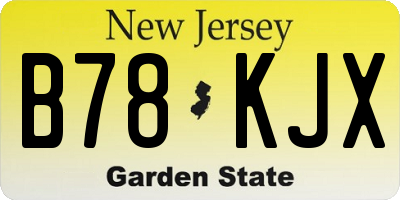 NJ license plate B78KJX