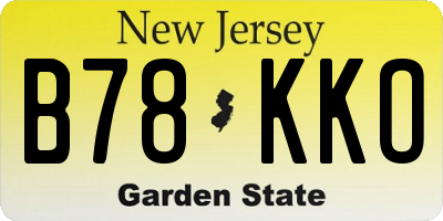 NJ license plate B78KKO