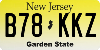 NJ license plate B78KKZ