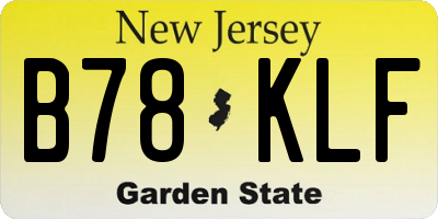 NJ license plate B78KLF