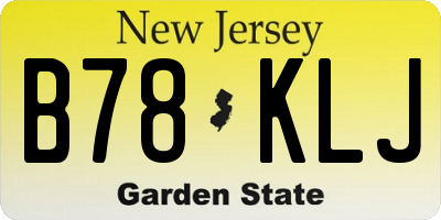NJ license plate B78KLJ
