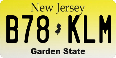 NJ license plate B78KLM