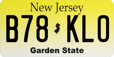 NJ license plate B78KLO