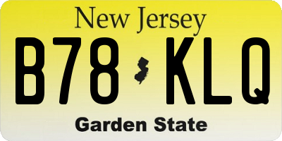 NJ license plate B78KLQ