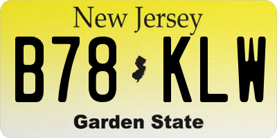 NJ license plate B78KLW