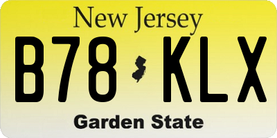 NJ license plate B78KLX