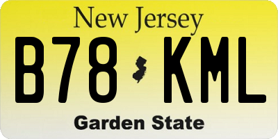 NJ license plate B78KML