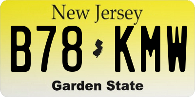 NJ license plate B78KMW