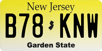 NJ license plate B78KNW