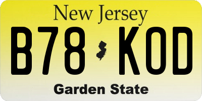 NJ license plate B78KOD