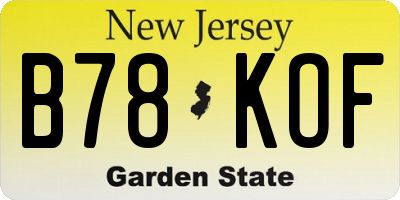 NJ license plate B78KOF