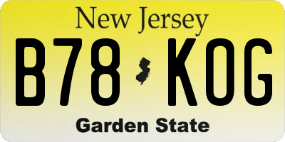 NJ license plate B78KOG