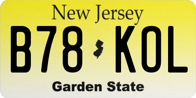 NJ license plate B78KOL